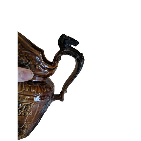 VTG Arthur Wood British Pottery Horse Head Handle Embossed Hunt Scene Pitcher 8" - Picture 12 of 16
